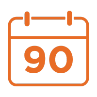 orange calendar with 90 centered